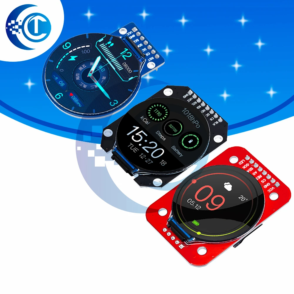 1.28-Inch Round TFT LCD Display Module - GC9A01 Driver,RGB 240x240 Resolution,4 Wire SPI Interface 240x240 PCB For Arduino