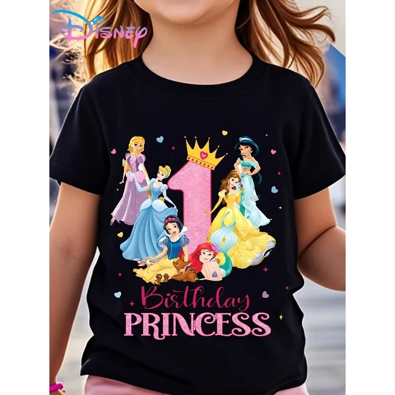 ديزني ميكي عيد ميلاد الأميرة المطبوعة الأطفال تي شيرت الصيف نمط جديد للبنين والبنات عارضة أزياء أعلى القطن الخالص