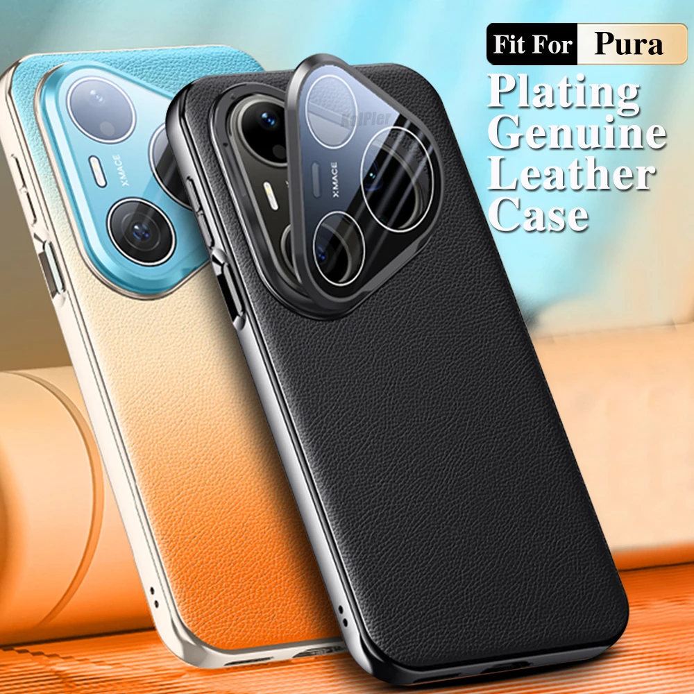 

Luxury Plating Leather Cover For Huawei Pura 90 PRO MAX Built-in Metal Lens Bracket, Shockproof & Anti-Fall Full Protection Case