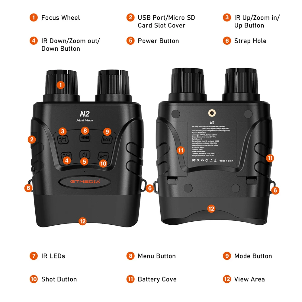 GTMEDIA N2 300M Night Vision Goggles FHD 1080 HD 5X Digital Zoom Infrared WiFi Binoculars Telescope for Hunting Camping