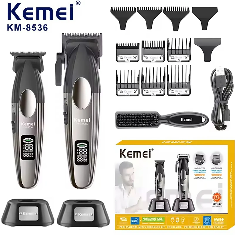 KEMEI Professional Hair Clippers Set Barber Hair Trimmer Beard For Men Electric Cordless Haircut Machine Rechargeable