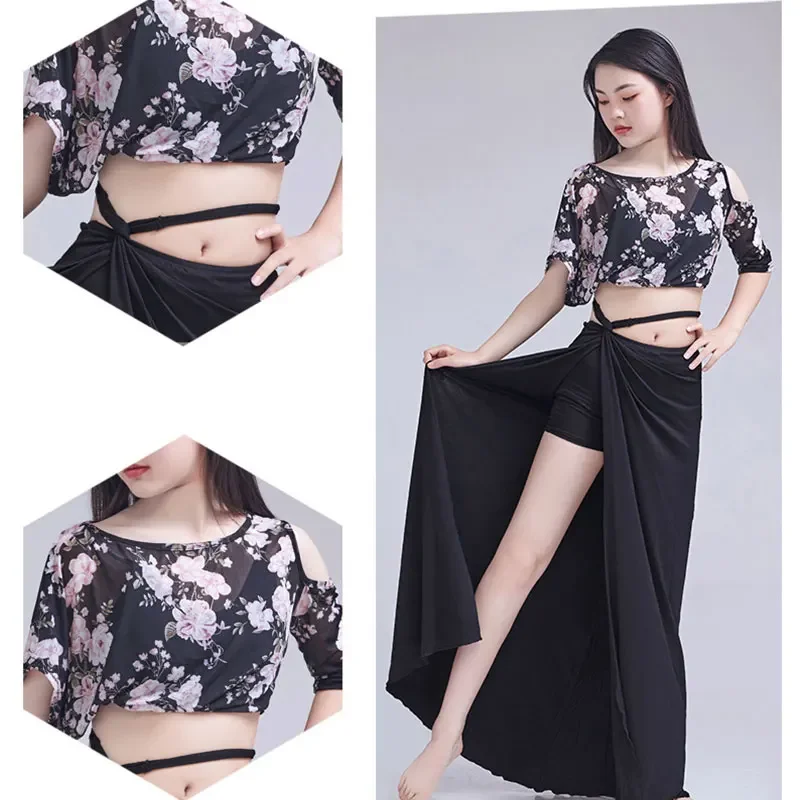 Volwassen Elegante Buikdans Top Split Rok Oefenkleding Vrouwen Oosterse Stage Performance Les Slijtage Klasse Kostuum Outfit