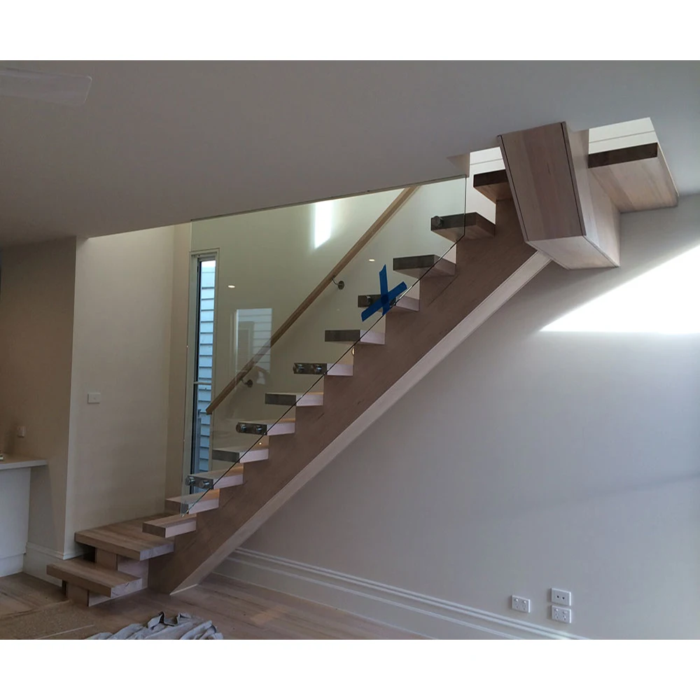 Chinese glazen leuning Rechte trap Ontwerpen Aangepaste trappen Metaal Gebruikte binnentrap