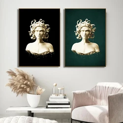 Modern Black White Medusa Portrait Sculpture Canvas Art Posters and Prints Wall Painting for Living Room Home Decoration