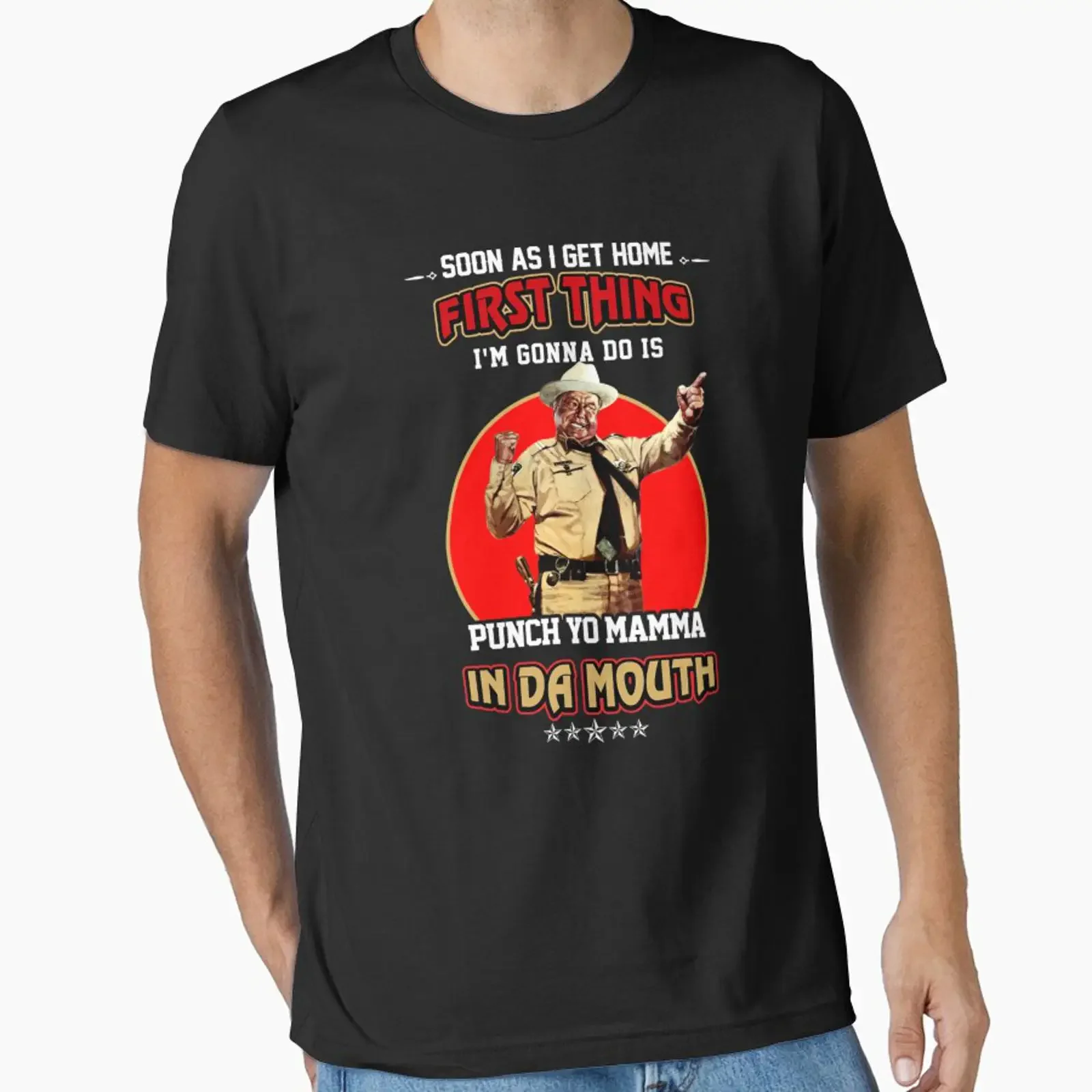 Funny Buford T Justice Punch Yo Mama In Da Mouth Shirt Smokey And The Bandit 70s Comedy Film  vintage Washed graphic Breathable