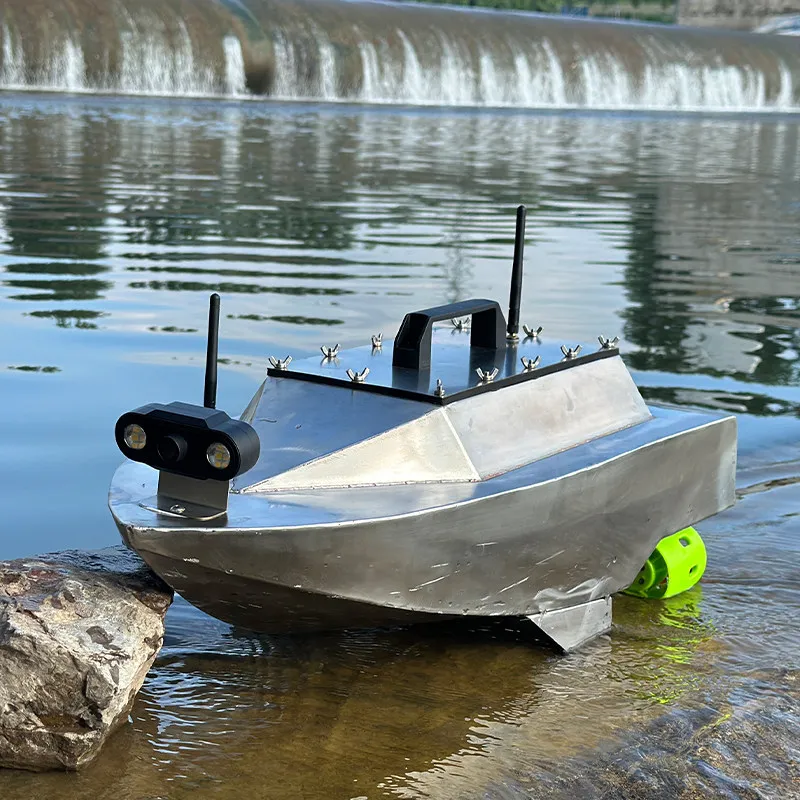 Unmanned ship surveying and mapping water quality testing remote control stainless steel automatic return dragnet casting boat