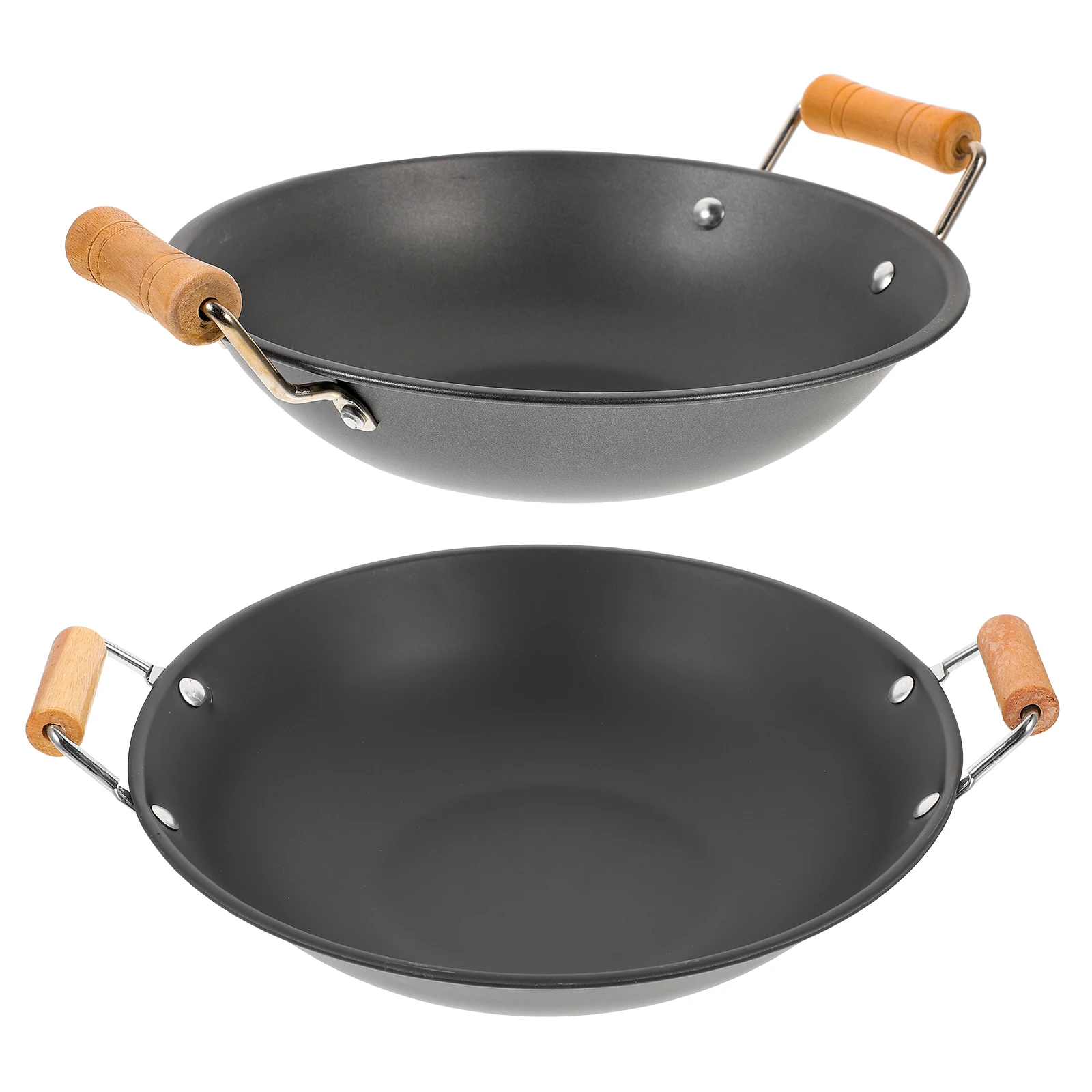 Frying Pans Nonstick with Lid Stainless Steel Griddle Work Thickened Pot Paella Metal Cooking Wok