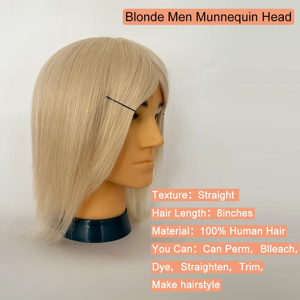 100% Real Hair Men Mannequin Heads With For Hair Training Styling Solon Hairdresser Dummy Doll Heads For Practice Hairstyles