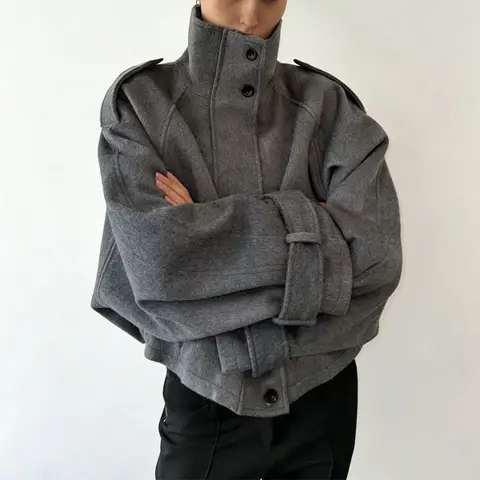 Autumn/Winter New women's woolen coat , stand-up collar and single-breasted design, fashionable temperament high-grade coat