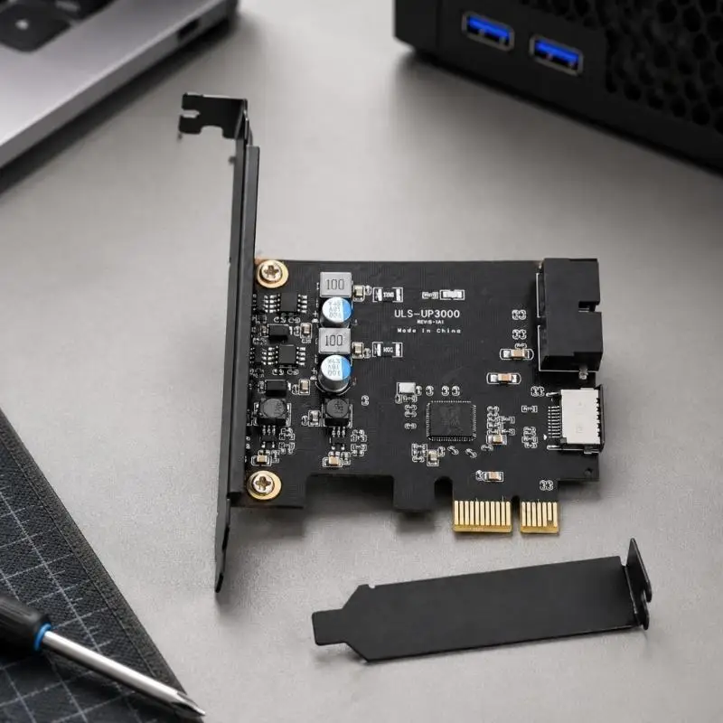 96BA Front-Panel Standard USB and USB C Expansion Through a PCIe Card Slot