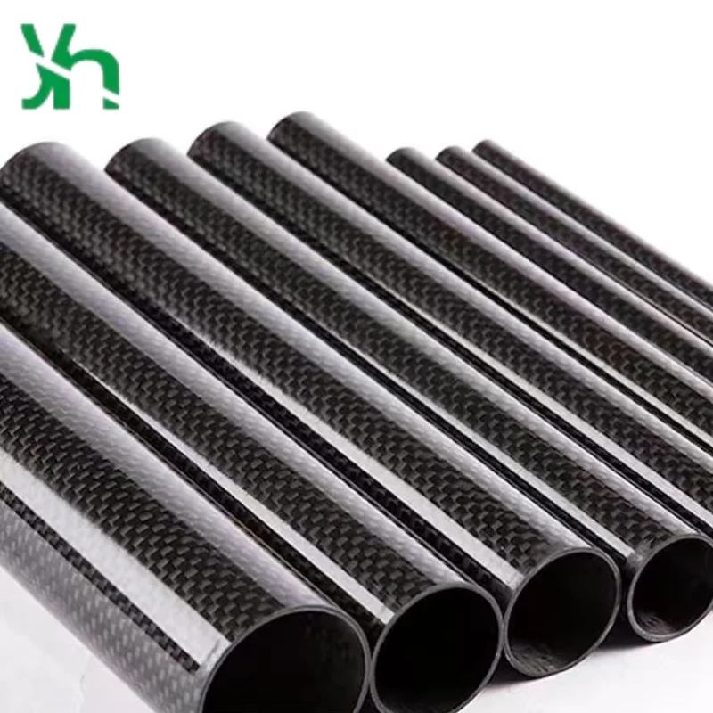 Tubo hueco de fibra de carbono 3K, ligero, de alta resistencia, de 1 mm de espesor de pared, tubo redondo de carbono completo