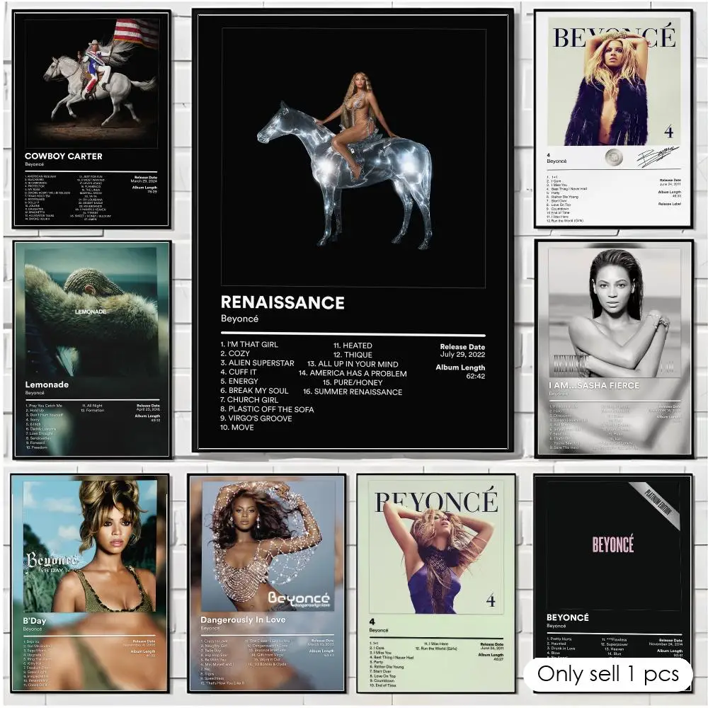 Famous Singer B-Beyonce Poster Wall Art Poster Print Decorative Artwork for Bedroom Living Room Office Home Decoration