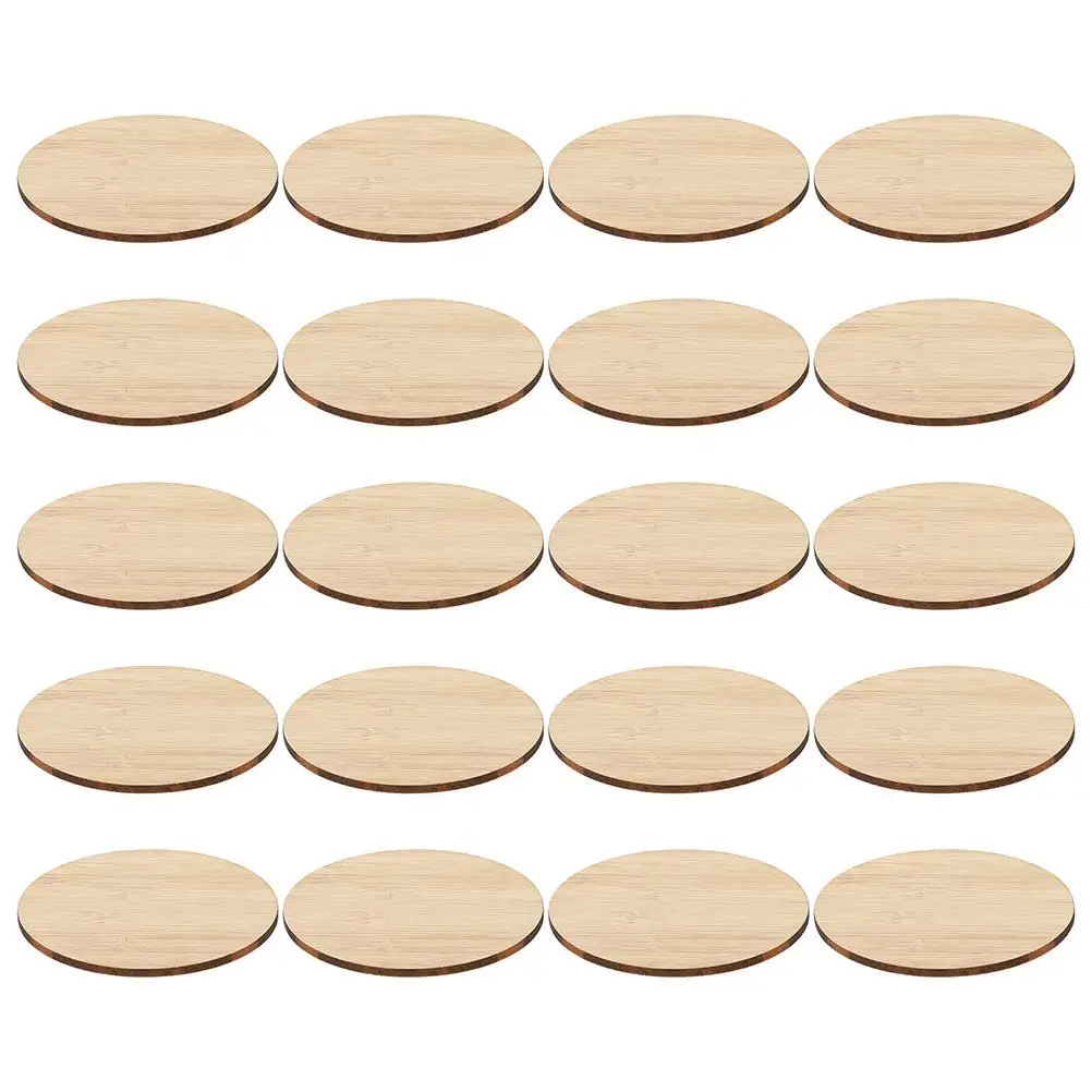 

20PCS Bamboo Materials Unfinished Round DIY Pieces Safe Kids Circle Cutouts Craft Unfinished Piece Decorations