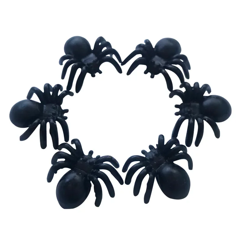 100/50Pcs Halloween Fake Spider Mini Luminous Plastic Spider Halloween Party Home Decoration Kids Tricky Prank Toy Haunted House
