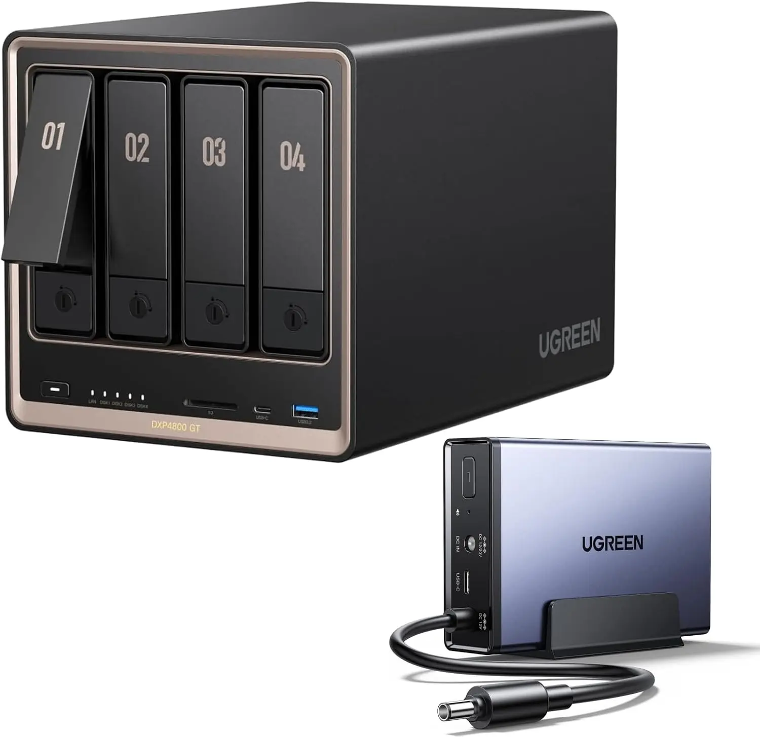 UGREEN NAS DXP4800 GT & US3000 UPS 12000mAh Uninterruptible Battery Power Supply Bundle with UGREEN NAS DXP4800GT 4-Bay with 144TB Storage Capacity