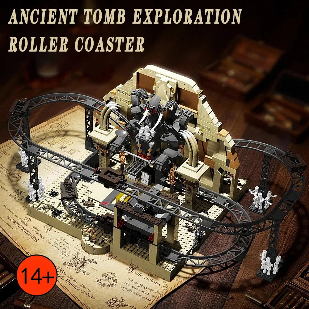

Large Size Toy Ancient Tomb Adventure Roller Coaster Building Blocks Track Design Assembly Bricks Desk Gift For Adult Collectors