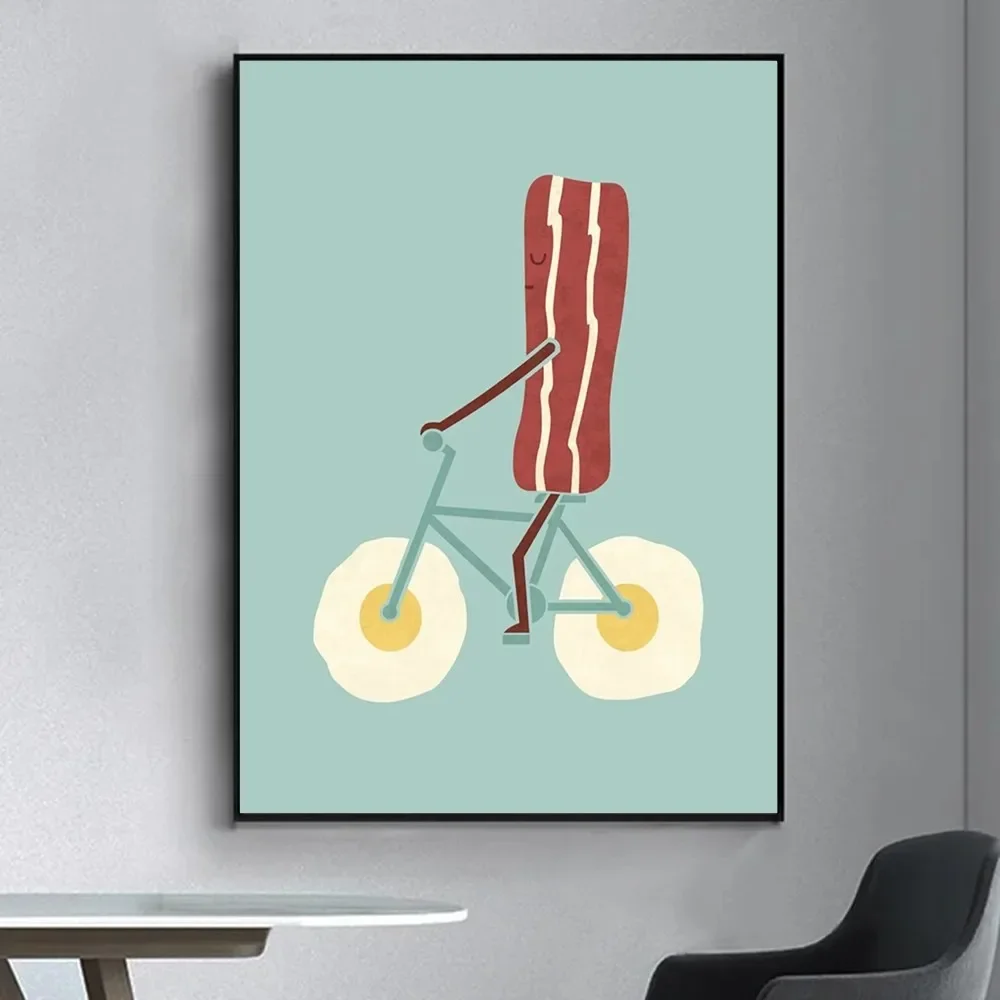 Funny Food  Fancy Poster Wall Sticker for Living Room Bar Vintage Decorative Painting Middle