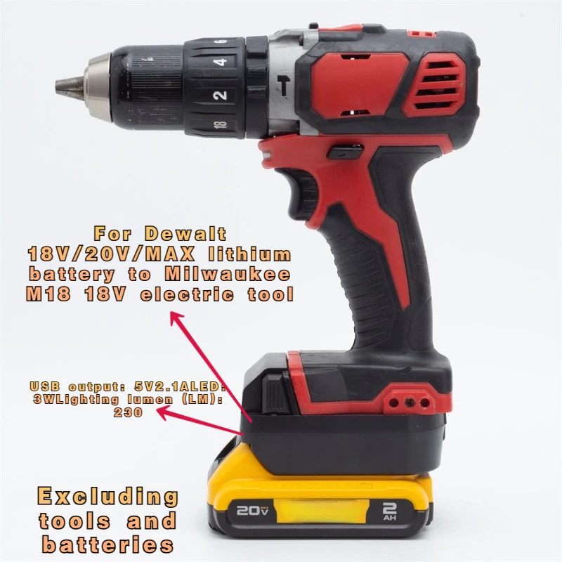 

For Dewalt 18V/20V/MAX lithium battery adapter converter to Milwaukee 18V power tool battery (excluding tools and batteries)