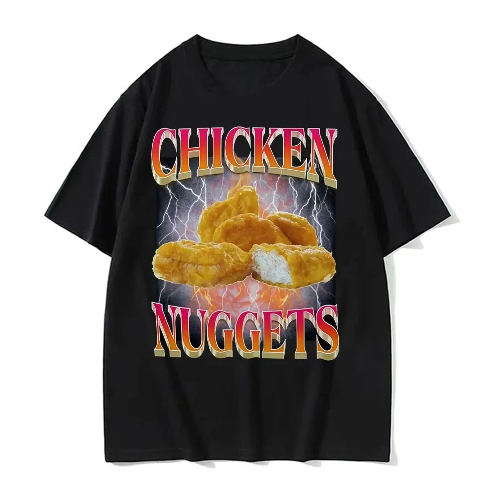 Funny Chicken Nuggets Retro Style Meme Graphic T Shirts for Men and Women Hip Hop Gothic T Shirts Comfy Tops Graphic T Shirts