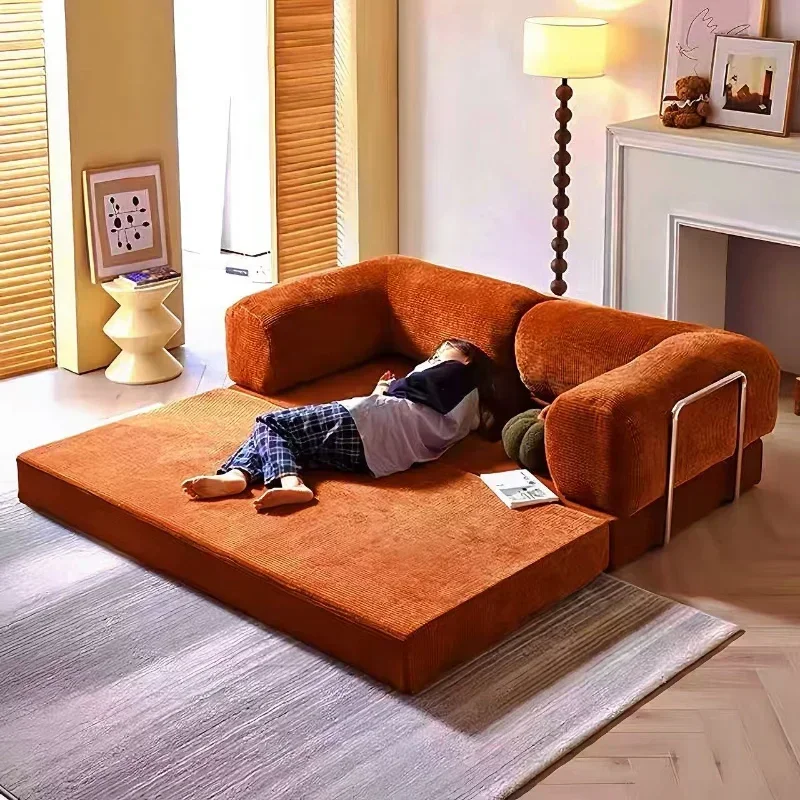 Divano da soggiorno in velluto a coste retrò europeo di fascia alta, divano letto a compressione sottovuoto, pieghevole e personalizzabile, mobili per la casa