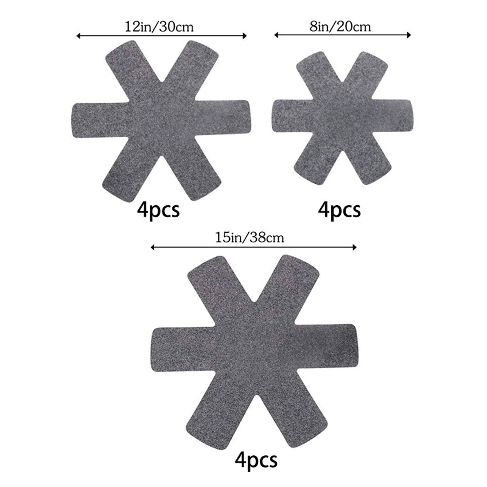 24Pcs 3 Different Sizes Pan Pot Protectors, Larger&Thicker Pan Pads For Protecting And Separating Your Cookware(Gray)-AT64