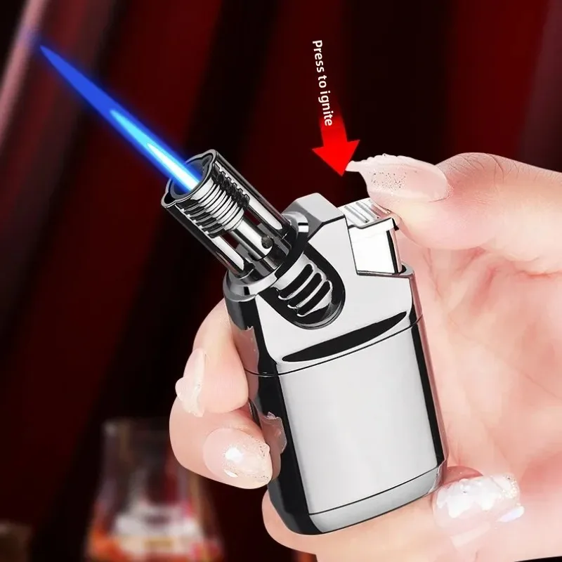High End Elbow Straight Inflation Windproof Torch Lighter Metal Mini Spray Gun Cigar Moxibustion Igniter Gadgets for Men Gifts