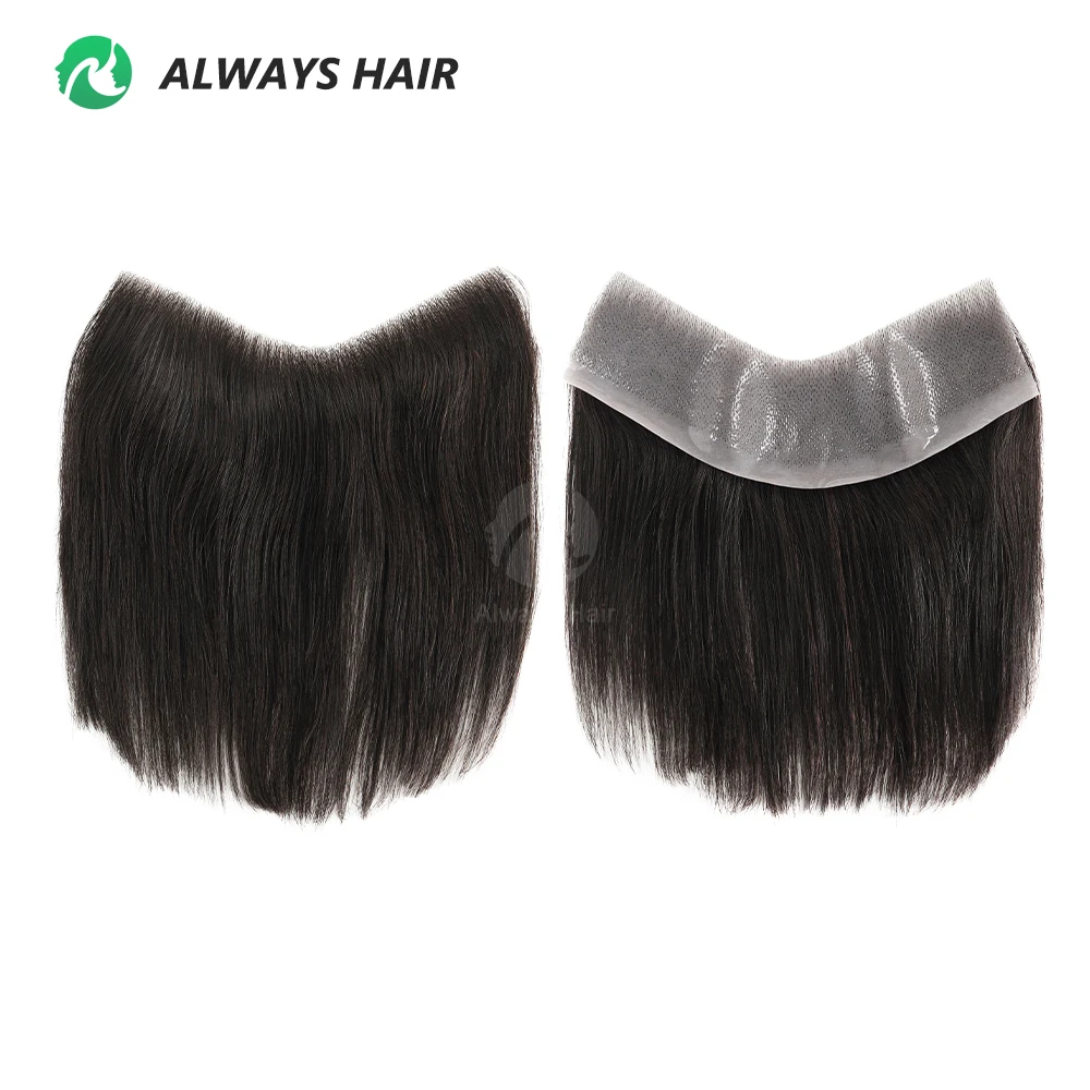 4 X 18 CM  All V Loop Invisible Thin Skin PU Forehead Hairline Men Human Hair Toupee Frontal Bangs