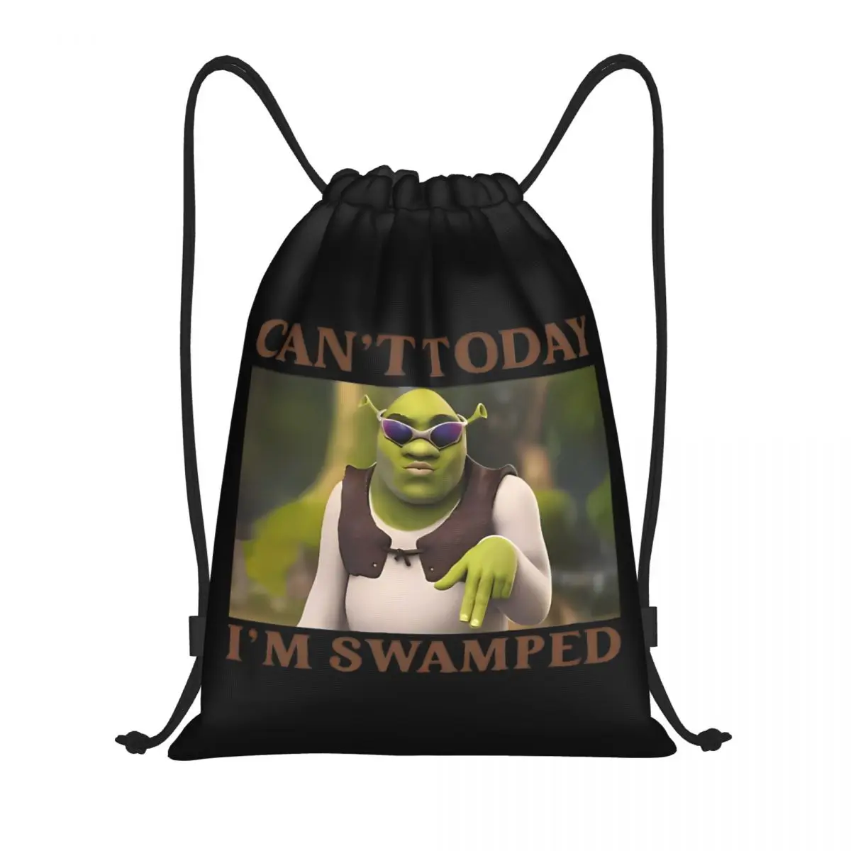 Funny Shreks Can't Today Im Swamped Drawstring Backpack Gym Sports Sackpack Shreks String Bag for Travel