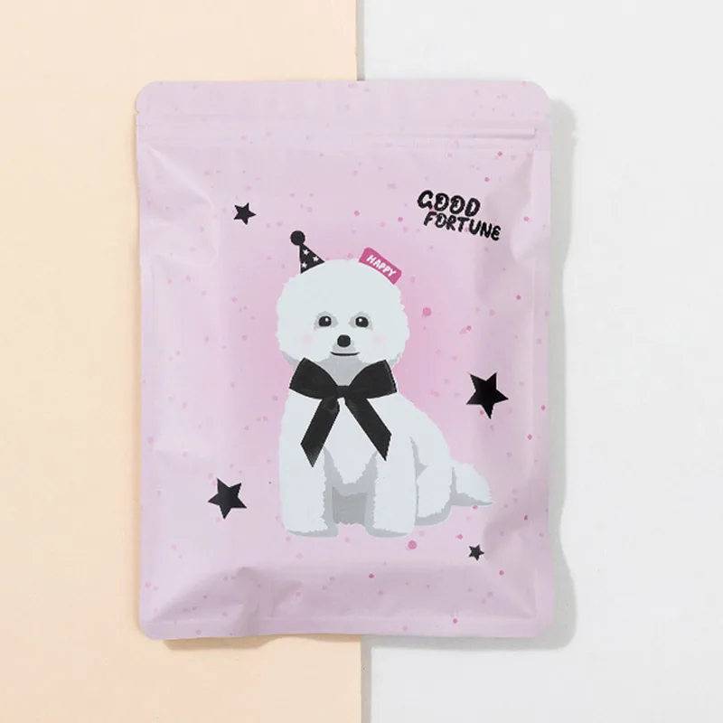 100pcs Cartoon Dog Zipper Bags Cute Small Pouch For Candy Chocolate Cookie Nougat Biscuit Gift Packing Kids Children