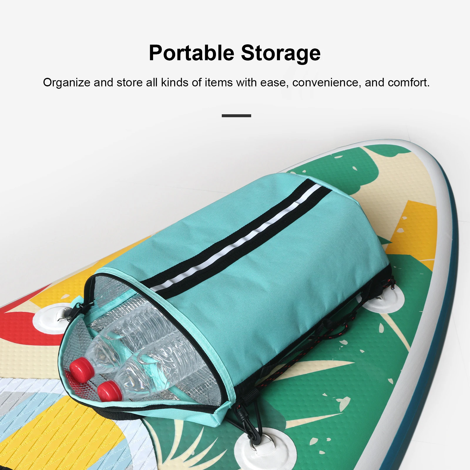 Paddleboard Mesh Deck Bag with 4 Hooks and Carry Handle Storage Bag Waterproof 360° Rotatable Buckle for Kayak Paddle Boards