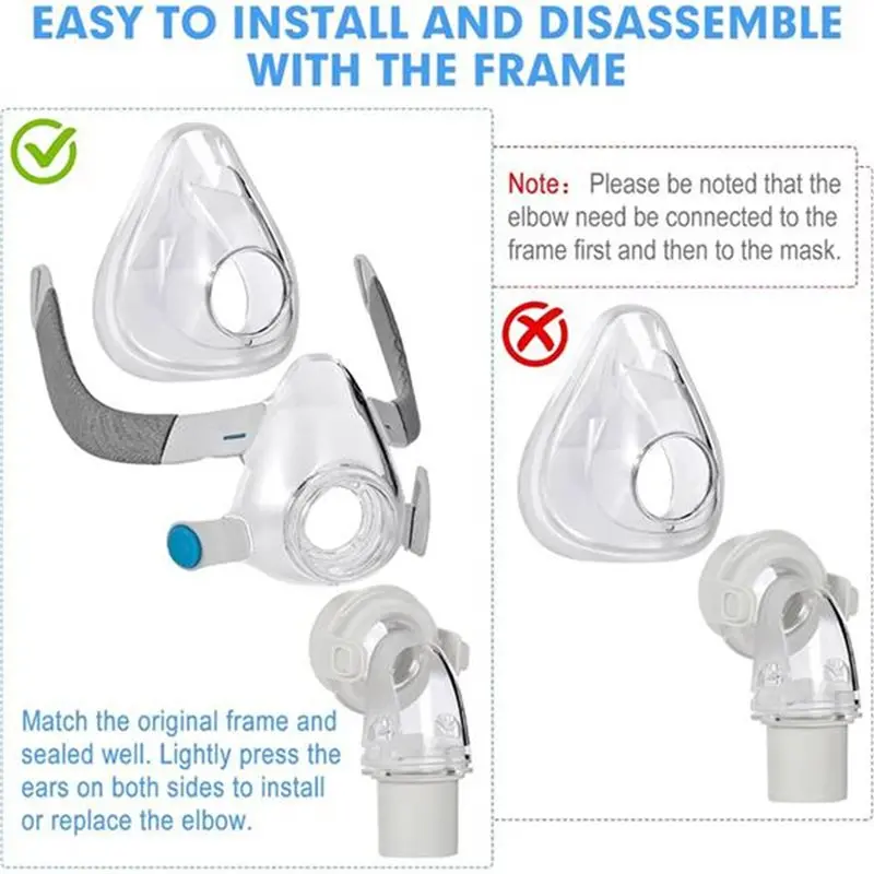 ABIT For Resmed Airfit F20 Frame System Replacement Kit Including Swivel Elbow Connector And Large Mask Cushion CPAP Mask Frame