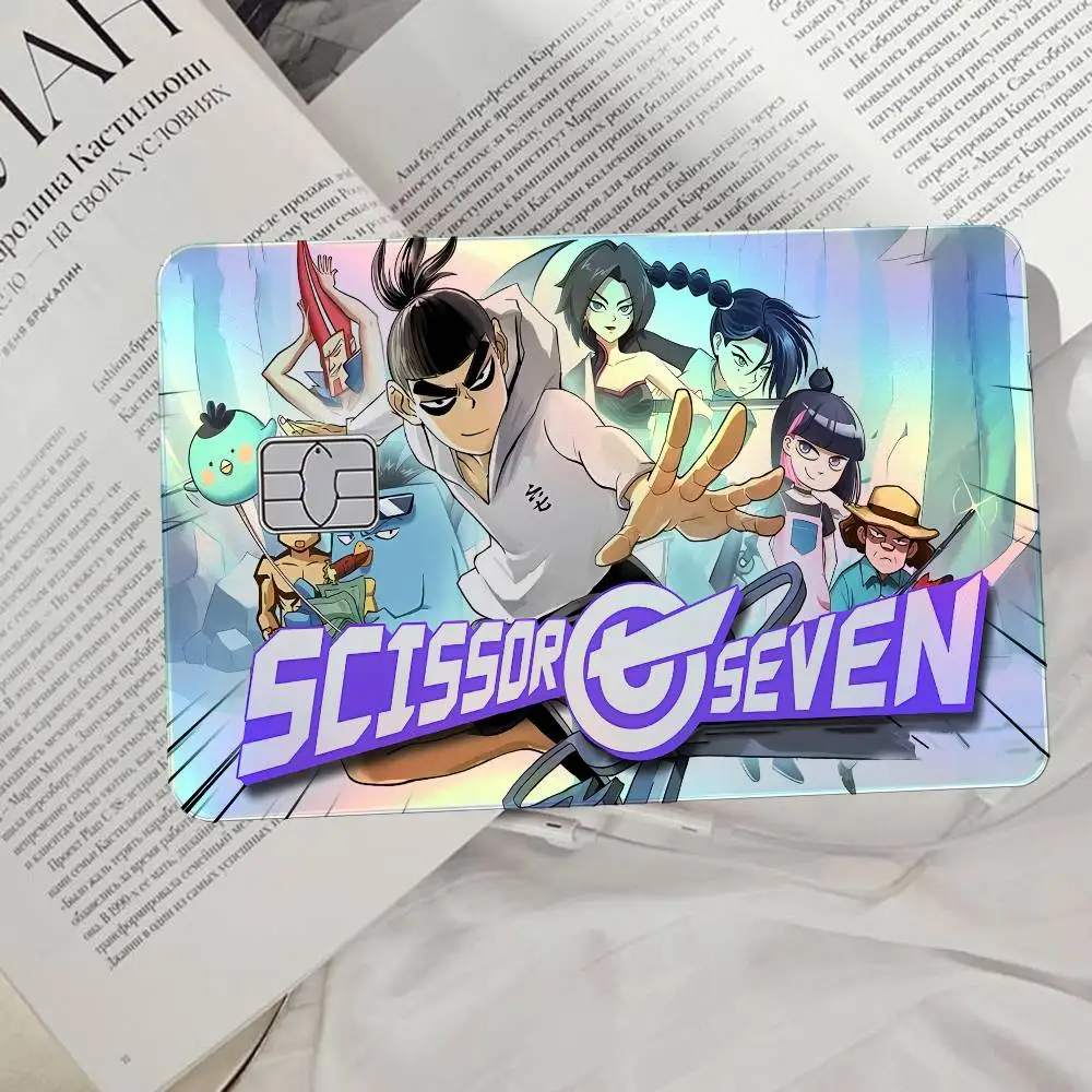 Scissor Seven Laser Card Skin Stickers 4pcs/Set Waterproof Anti-Scratch Bank Card Protector Decal For Credit Cards