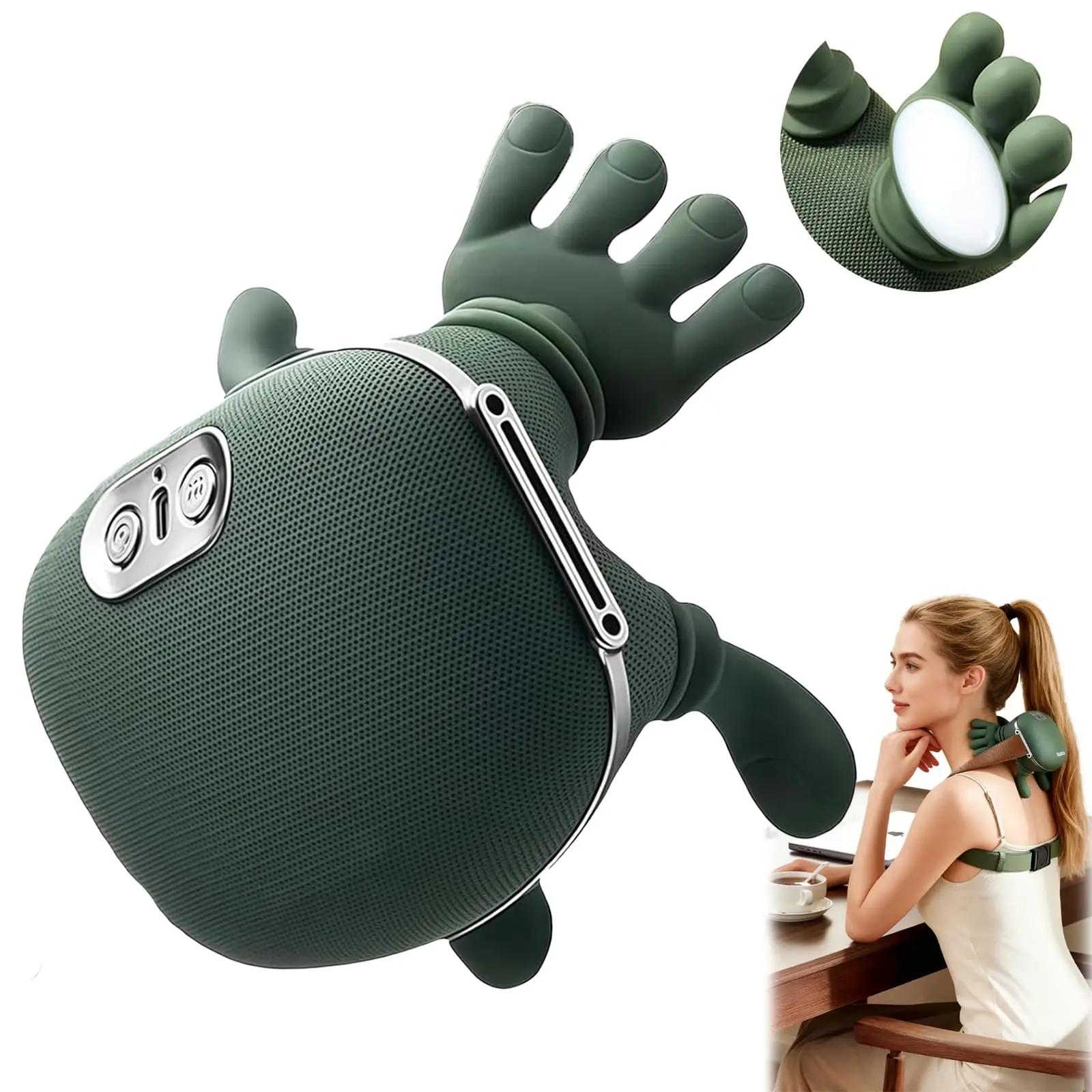 Neck and Shoulder Master Hands with Fingers Portable Electric Relaxing Cervical Necks Kneading Massagers, for Necks, Back