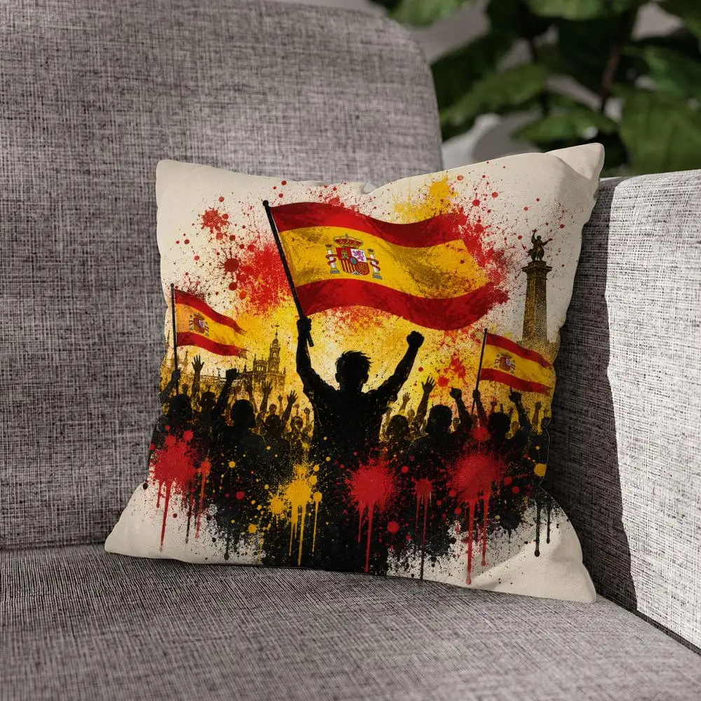 Global Football Fever Cushion Cover Linen Cushion Cover, Double-Sided Printed Pillow Cover for Sofa Home Decor