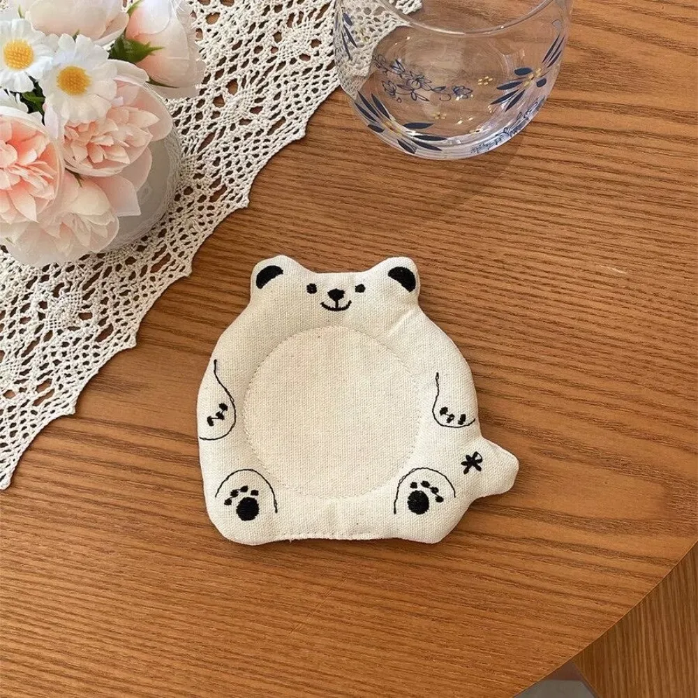 Portable Cute Cartoon Animal Fabric Coaster Panda Anti Slip Seal Heat Insulation Pad Soft Delicate Tea Cup Pad Dining Table