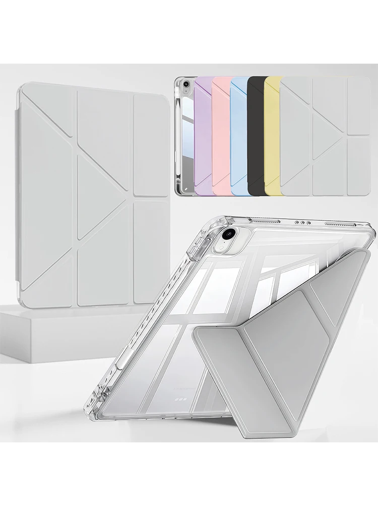 

Y-образный кристально чистый чехол для iPad 10th 11th поколения 10,9 дюймов 2022 2025 A2757 A2696 с гнездом для карандашей, автоматическим режимом сна и пробуждения