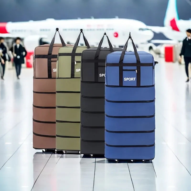 Expandable Folding Travel Bag,Oxford Fabric,Waterproof,Wear-Resistant,High-Capacity Telescopic Luggage for Oversea,Business Trip