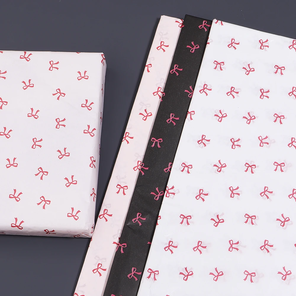 10Pcs Pink/Black/White Bow Snow Pear Paper Handmade Paper Gift Wrapping Paper Flower Bouquet Packaging Paper Cake Baking Gift