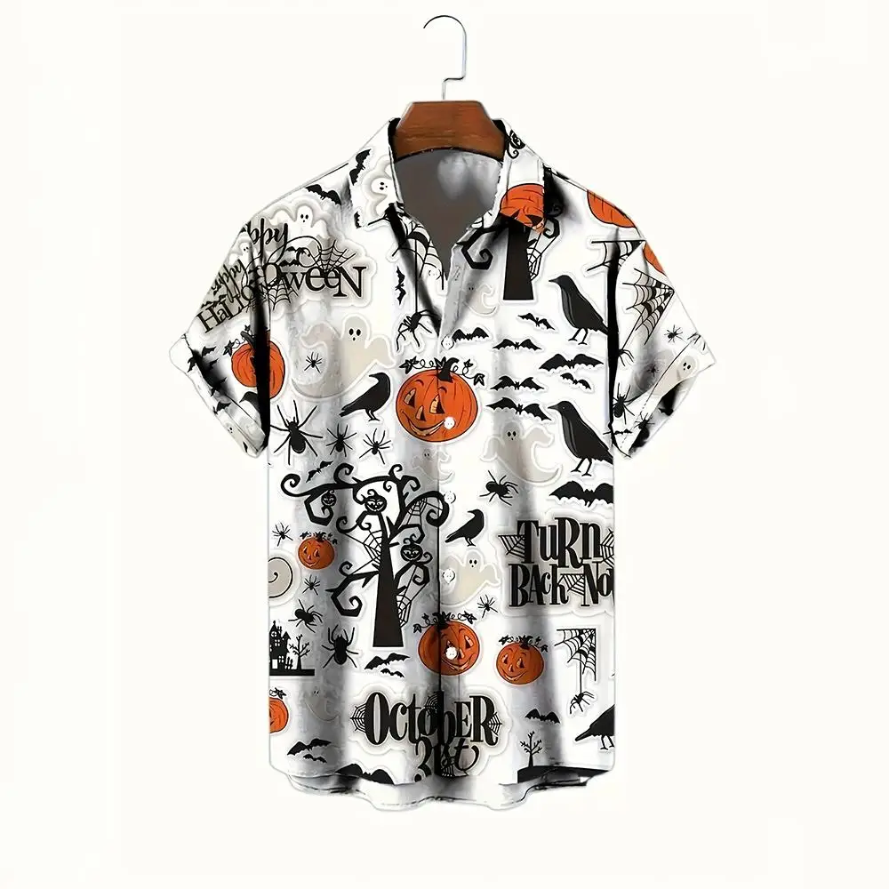 Halloween Festival Street Fashion Trend Shirt Horror Pumpkin 3D Printed Short Sleeve Tops Unisex Party Casual Breathable Blouse