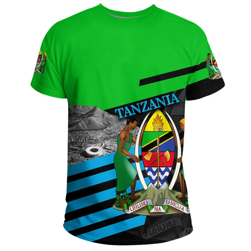 Tanzania Emblem 3D Printing T Shirt The United Republic Of Tanzania Flag Graphic Tee Shirts Men Fashion Short Sleeves T-shirts