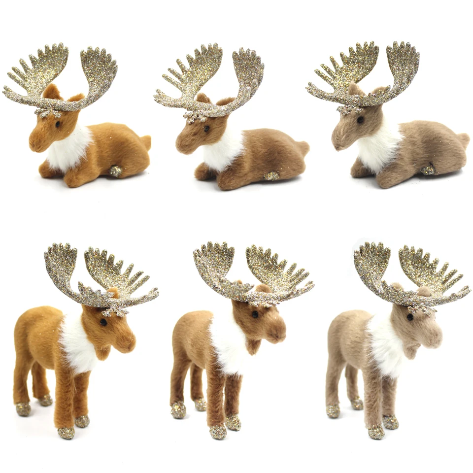 New!Christmas Simulation Moose Artificial Plush Elk Reindeer Merry Christmas Decorations Kids Gift toy Navidad Deer Ornaments