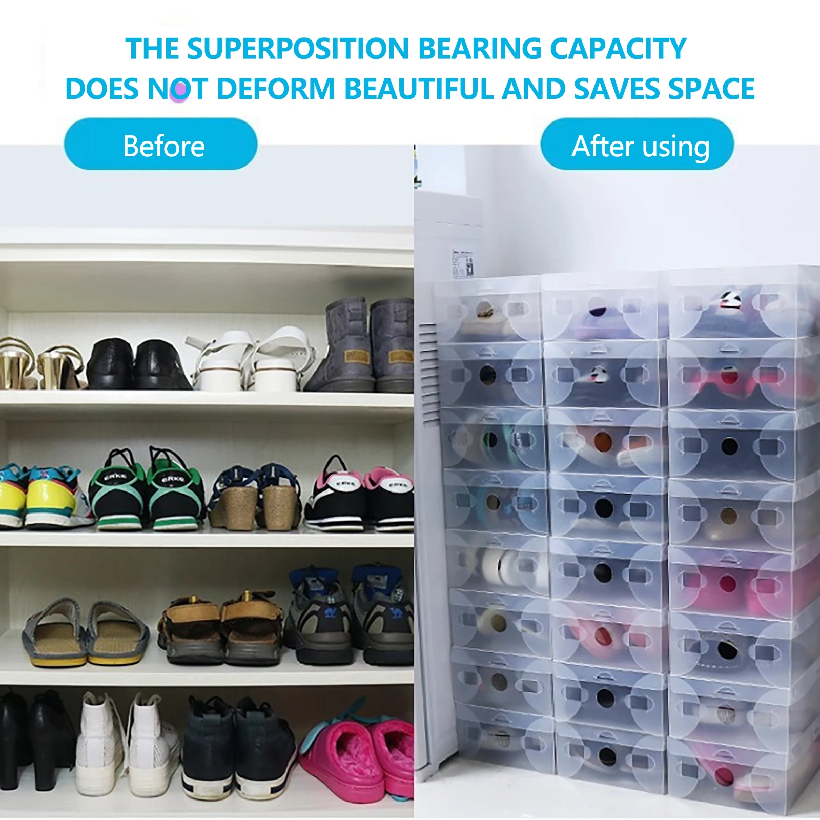 20pcs Transparent Shoes Storage Boxes Foldable Cabinet Organizer Rack for Women Men