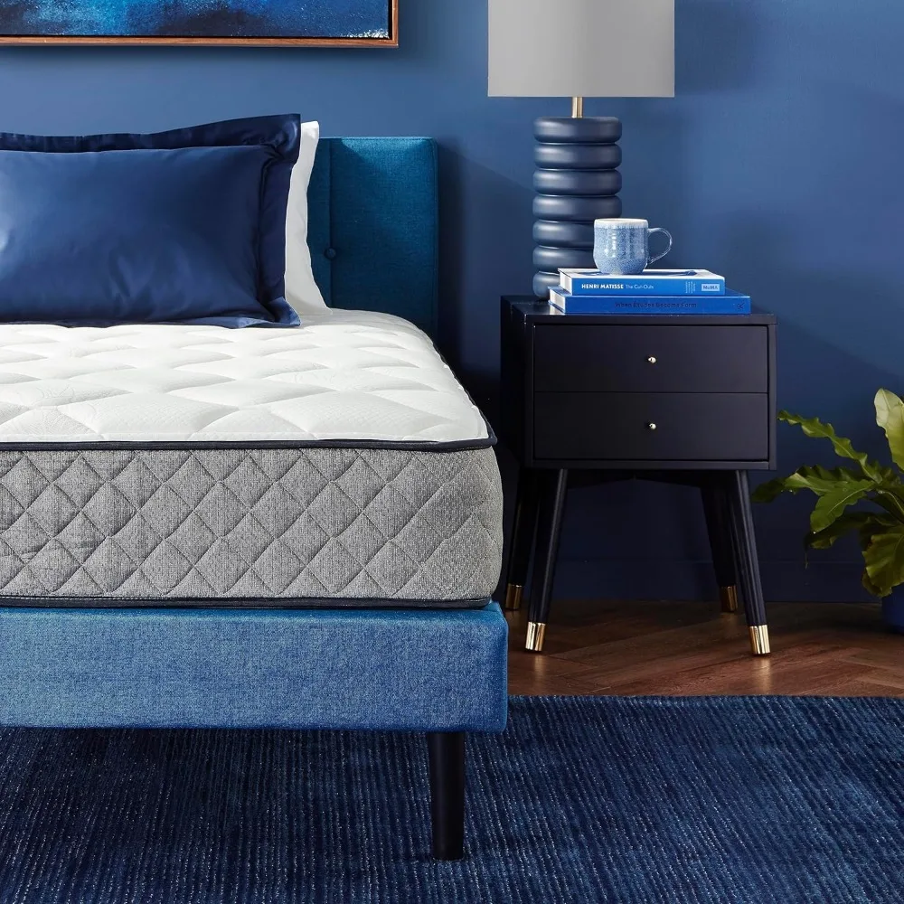 Basics Twin Hybrid Mattress, 10-Inch Memory Foam, Medium Firmness, with Motion Isolation Springs, White and Gray