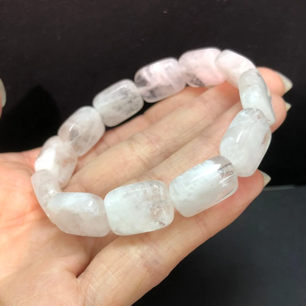 Natural White Snowflake Garden Quartz Bangle Fortune Energy Healing Gemstone Mineral Woman Amulet Jewelry Gift 1PCS 11X15MM
