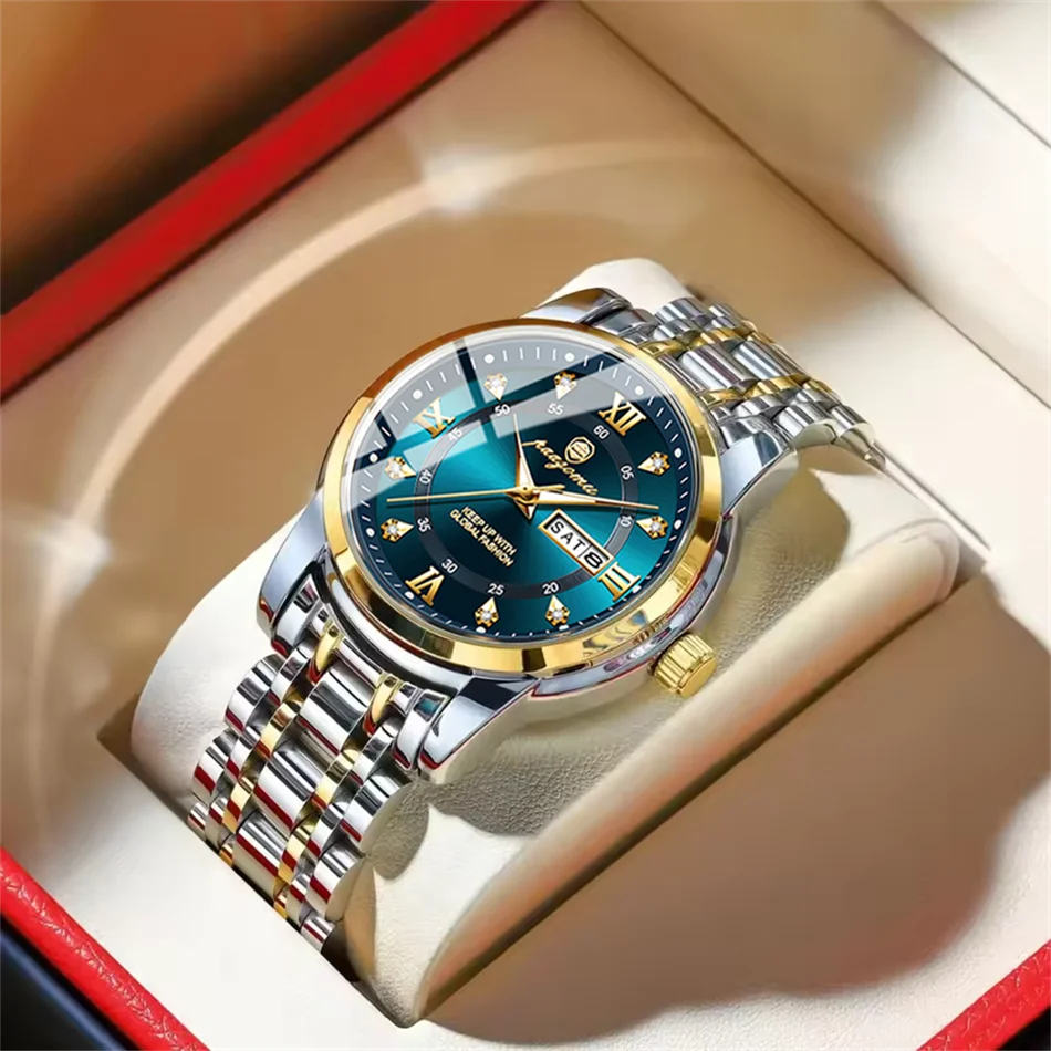 

Мужские часы PAAZOMU класса люкс: элегантные, с датой, днем недели, водонепроницаемые, светящиеся, кварцевые, из нержавеющей стали, спортивные, reloj