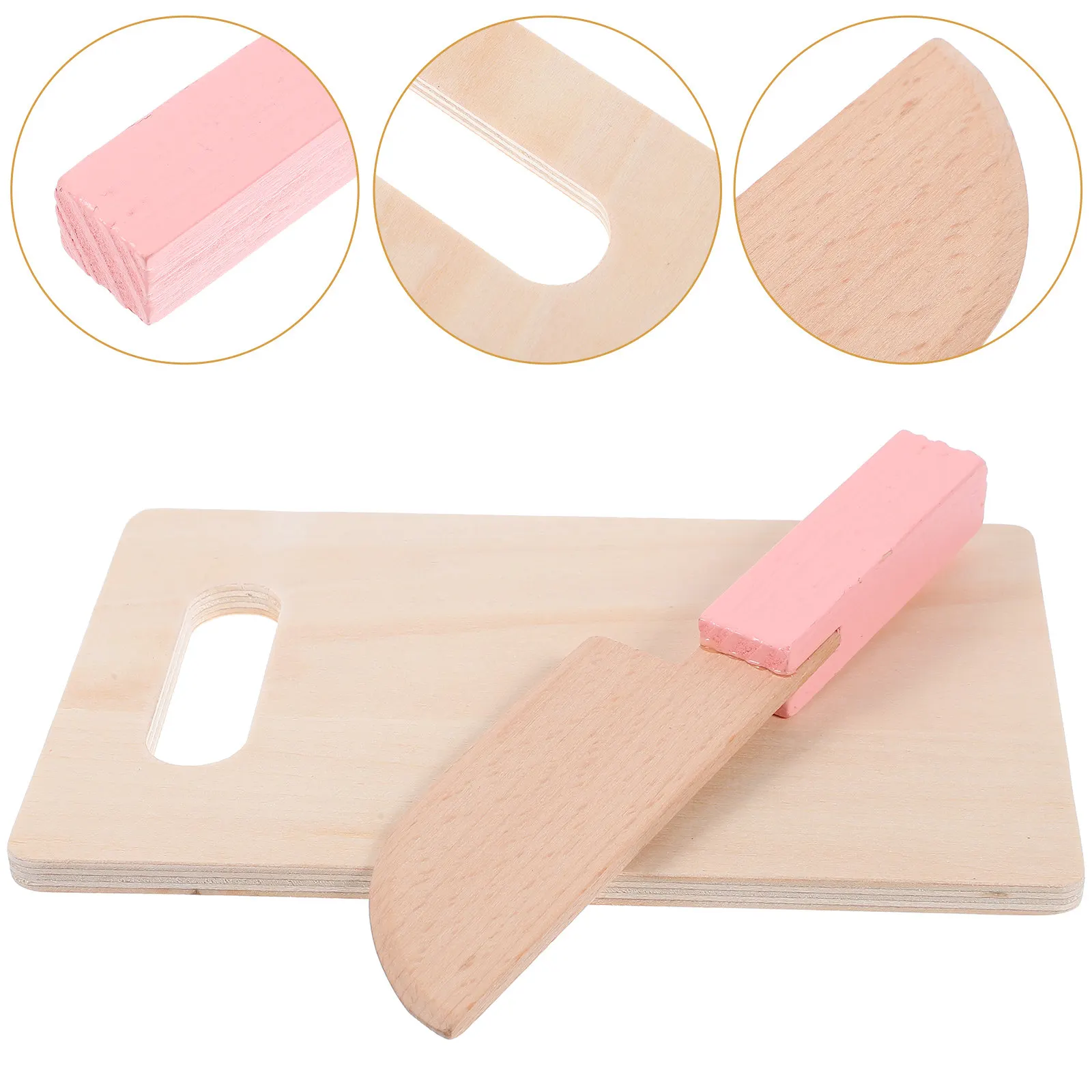 

1Set Wooden Kitchen Cutting Board Simulated Cutter Safe Kids Pretend Play Cooking Educational Early Learning Kitchen Game