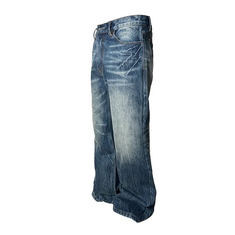 Pfnw high street calças de brim masculinas padrão de grão relâmpago desgastadas calças jeans masculinas queimadas calças casuais 2023 inverno novo 28w2345