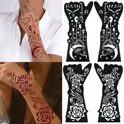 2pcs Big Size Flower Tattoo Stencils For Women Moon Pattern Tattoo Templates For Hand Painting Reusable Henna Tattoo Stencils