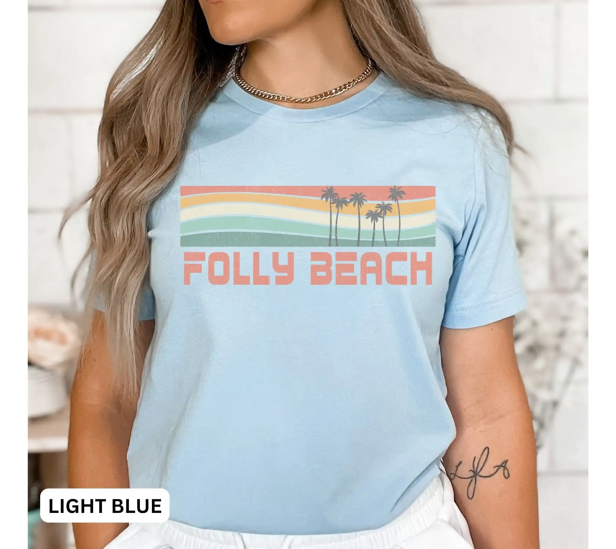 Folly Beach T Shirt South Carolina Vacation Retro Matching Family Ts