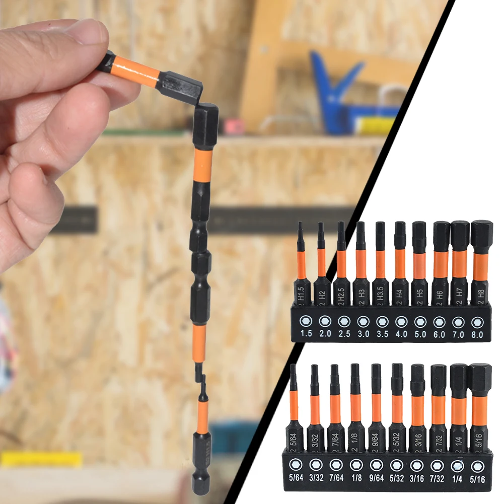 10/20 pezzi set di punte da trapano per chiave a brugola metrica e SAE 1/4 set di punte esagonali con codolo esagonale 2 in set di punte da trapano con chiave a brugola lunga punte esagonali magnetiche